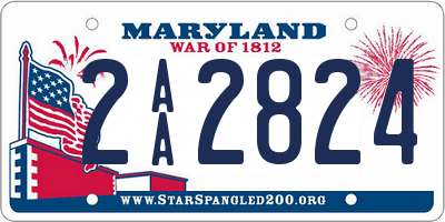 MD license plate 2AA2824