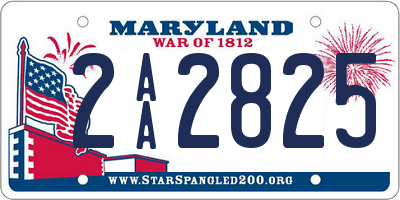 MD license plate 2AA2825