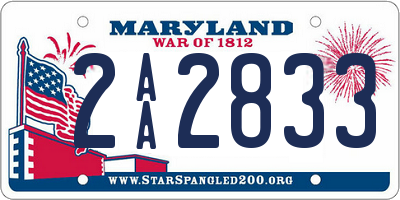 MD license plate 2AA2833