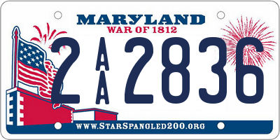 MD license plate 2AA2836