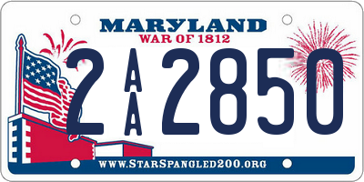 MD license plate 2AA2850