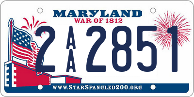 MD license plate 2AA2851