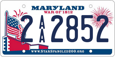 MD license plate 2AA2852