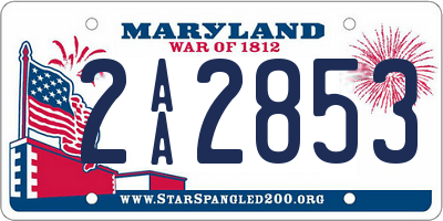 MD license plate 2AA2853