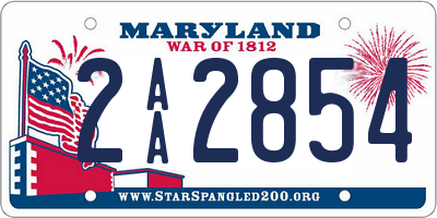 MD license plate 2AA2854