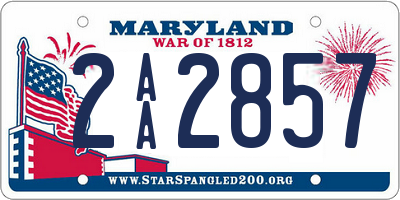 MD license plate 2AA2857