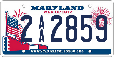 MD license plate 2AA2859