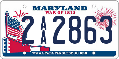 MD license plate 2AA2863