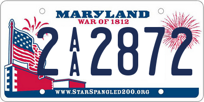 MD license plate 2AA2872