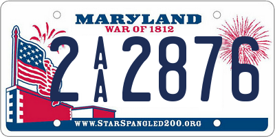 MD license plate 2AA2876