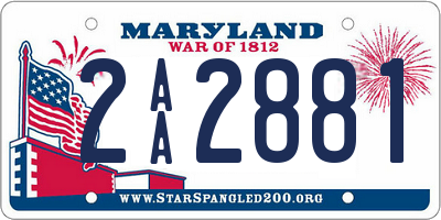 MD license plate 2AA2881