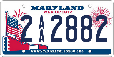 MD license plate 2AA2882