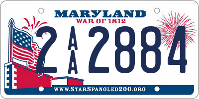 MD license plate 2AA2884