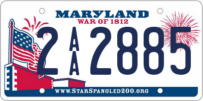 MD license plate 2AA2885