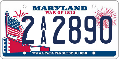 MD license plate 2AA2890