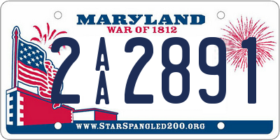 MD license plate 2AA2891