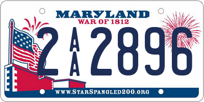 MD license plate 2AA2896