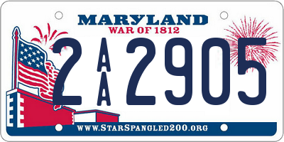 MD license plate 2AA2905