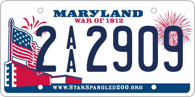 MD license plate 2AA2909