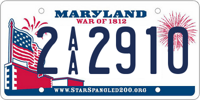 MD license plate 2AA2910