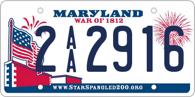 MD license plate 2AA2916