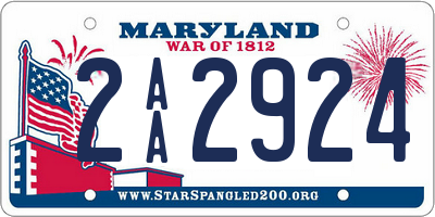 MD license plate 2AA2924