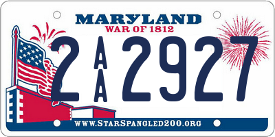 MD license plate 2AA2927