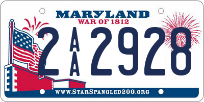MD license plate 2AA2928