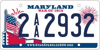 MD license plate 2AA2932