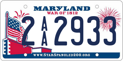 MD license plate 2AA2933
