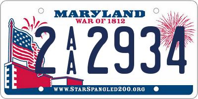 MD license plate 2AA2934