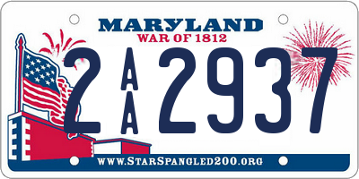 MD license plate 2AA2937