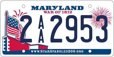 MD license plate 2AA2953