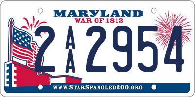 MD license plate 2AA2954