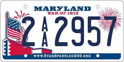 MD license plate 2AA2957