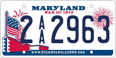 MD license plate 2AA2963
