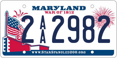 MD license plate 2AA2982