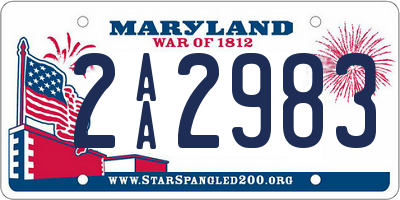 MD license plate 2AA2983