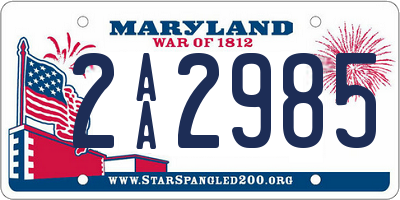 MD license plate 2AA2985