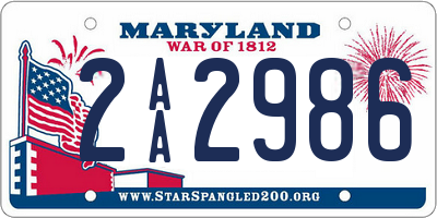 MD license plate 2AA2986