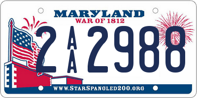 MD license plate 2AA2988