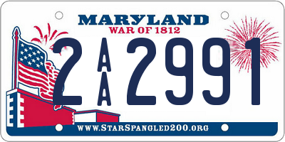 MD license plate 2AA2991