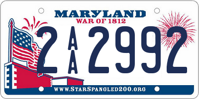 MD license plate 2AA2992
