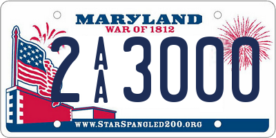 MD license plate 2AA3000