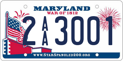 MD license plate 2AA3001