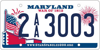 MD license plate 2AA3003