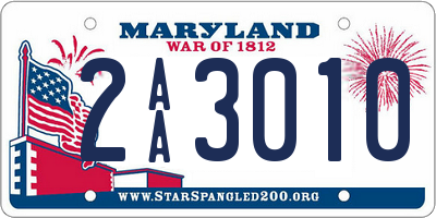 MD license plate 2AA3010