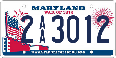 MD license plate 2AA3012