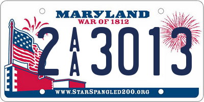 MD license plate 2AA3013