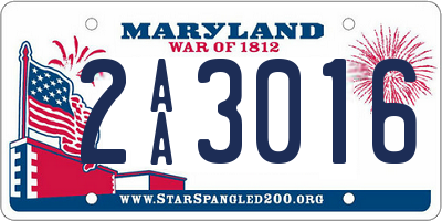 MD license plate 2AA3016